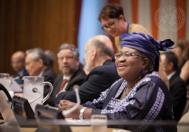 Ngozi Okonjo-Iweala (right) at the UN High-Level Meeting on Universal Health Coverage (UHC).