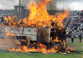 Arms are destroyed by fire in Côte d'Ivoire.