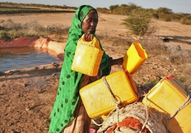 Woman gathering water in Somalia.