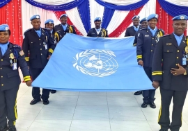Nine police officers from Liberia received the prestigious UN medal