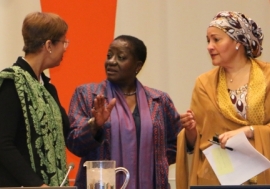 United Nations Deputy Secretary-General Ms. Amina Mohammed (right), the UN Under-Secretary-General and Special Adviser on Africa Ms. Bience Gawanas (middle) and Ms. Inga R. King, the 74th President of the United Nations Economic and Social Council (left) 