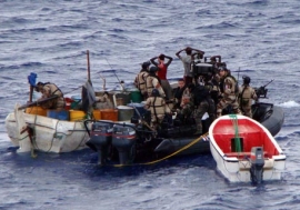 Suspected Somali pirates are apprehended by a patrol of the EUNAVFOR