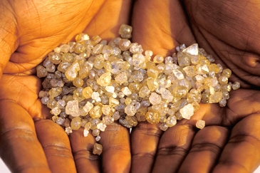 Rough diamonds found around Mbuji-Mayi, Democratic Republic of Congo. Photo: Panos/Marc Schlossman