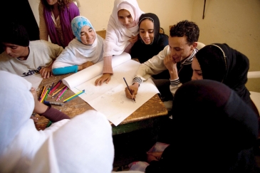 Young people contributing to a workshop on climate change in Iguiwaz, Morocco. Photo: UNDP/CBA Baptiste de Ville d’Avray