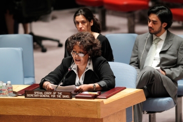 Special Envoy for the Sahel Guebre Sellassie briefs the Security Council for the first time since her appointment on 1 May 2014. UN Photo/Devra Berkowitz
