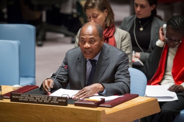 Le chef du Bureau des Nations Unies pour l’Afrique de l’Ouest (UNOWA), Mohamed Ibn Chambas, devant le Conseil de sécurité (janvier 2015). Photo : ONU/Loey Felipe