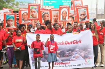 A rally in Lagos, Nigeria to mark 500 days of the abduction of Chibok girls. Photo: AMO/Ademola Akinlabi