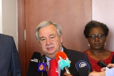 Katibu Mkuu wa Umoja wa Mataifa Antonio Guterres akizungumza na vyombo vya habari mjini Addis Ababa Ethiopia 9 Februari 2019. Picha: Screen grab/media stakeout video