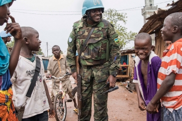 UN peacekeepers patrol the PK5 neighborhood of Bangui, the capital of the Central African Republic