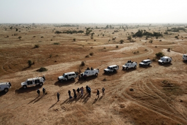 Des Casques bleus sénégalais de la MINUSMA en patrouille dans la région de Mopti, au Mali, en décembre 2018 (archive)