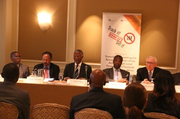 Mr. Thabo Mbeki (middle) led a High-Level Panel on IFF to    the United States. Photo:  Africa Renewal/Paddy Ilos