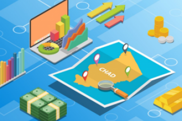 Graphic that shows map of Chad, with economic and industrial indicators.