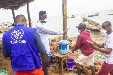 POE personnel conducting screening at Tombo Wharf, a major trade and transport hub located in Freetown.