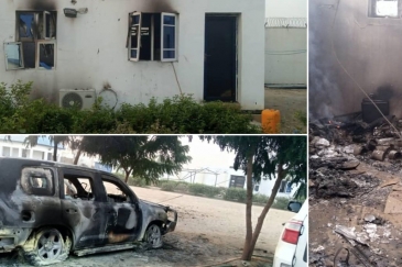 Pictured is some of the damage caused to the humanitarian hub in Ngala town, Borno State, Nigeria.