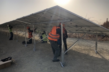 Final stages of the solar power plant installation at the Humanitarian Hub in Malakal, South Sudan