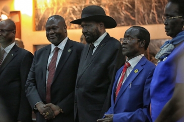 President Salva Kiir with First Vice President Riek Machar and 3 of his 4 Vice Presidents. 