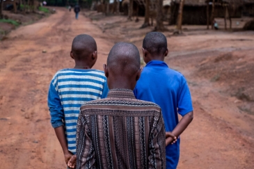 Three former child soldiers at Elevage camp in Bambari, Central African Republic.