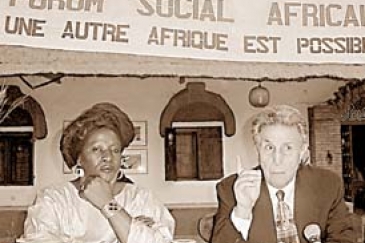 Two of the central figures at the African Social Forum in Bamako: Ms. Aminata Traoré and Mr. Ahmed Ben Bella.  Photo : ©Joan Baxter