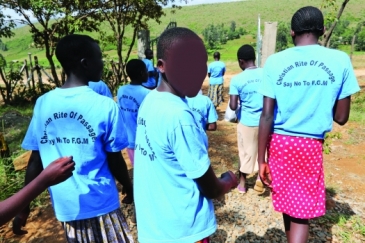 Schoolgirls during an awareness program  ceremony against circumcision (FGM) in Nakuru, Kenya.     Alamy