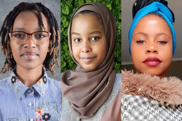 De gauche à droite : Chantal Niyonkuru ; Sizolwethu Maphanga et Mariam Said Muhammed.