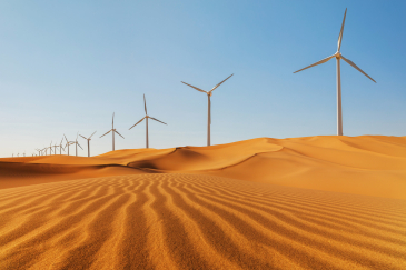 Wind turbines in the Sinai Desert, Hurghada, Egypt