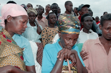 A group of survivors of the 1994 Genocide against the Tutsi in Rwanda, shown in 1998.