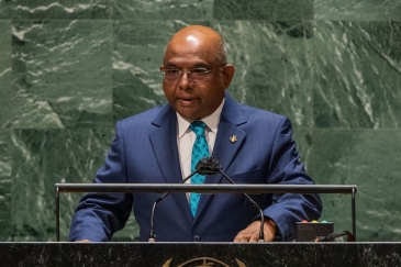 UN General Assembly President Abdulla Shahid addresses the general debate of the UN General Assembly