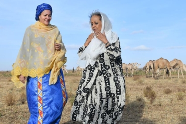 Deputy Secretary-General Amina Mohammed (left) accompanied by President Sahle-Work Zewde of Ethiopia