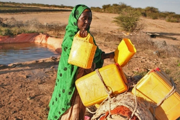 Femme recueillant de l'eau en Somalie