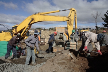 Construction du système de prise d'eau de Maseru Maqalika au Lesotho.