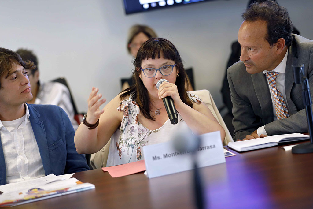 Ms. Montserrat Vilarrasa, Secretary of the Assembly of Human Rights Montserrat Trueta and Member for Intellectual Disability at the City Council of Barcelona, speaking during a High-Level Meeting of Women with Disabilities in Political and Public Leadership.