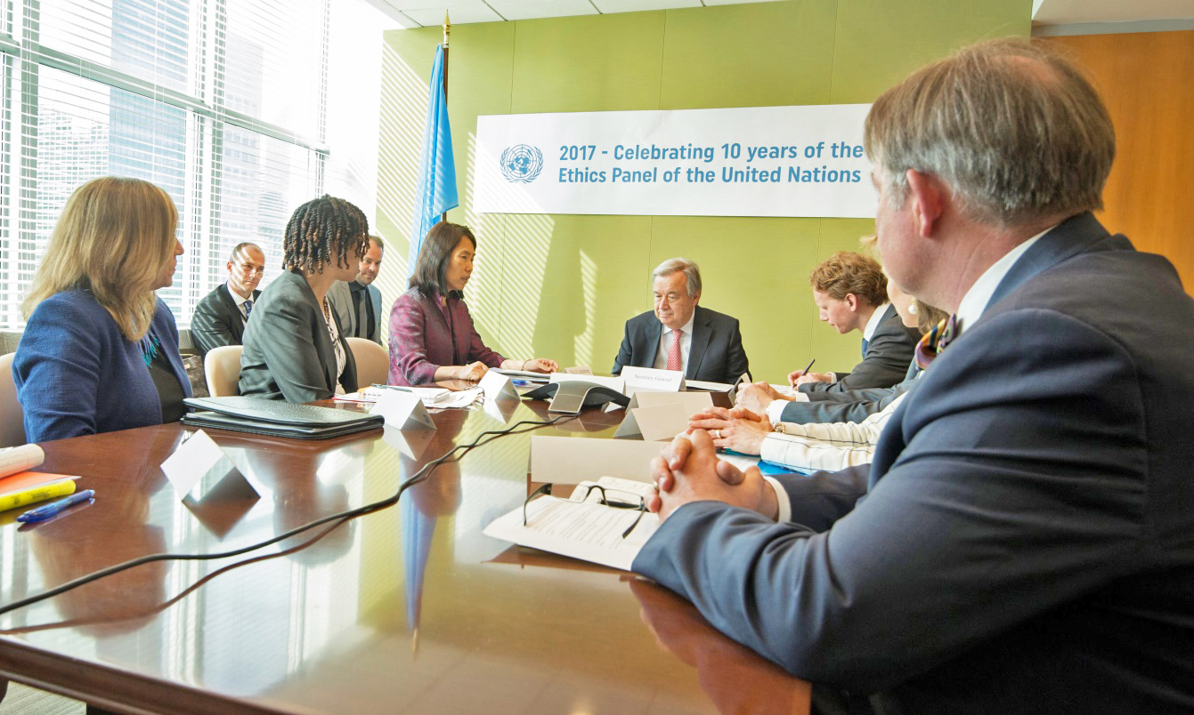 Secretary-General António Guterres meeting with the Ethics Panel.