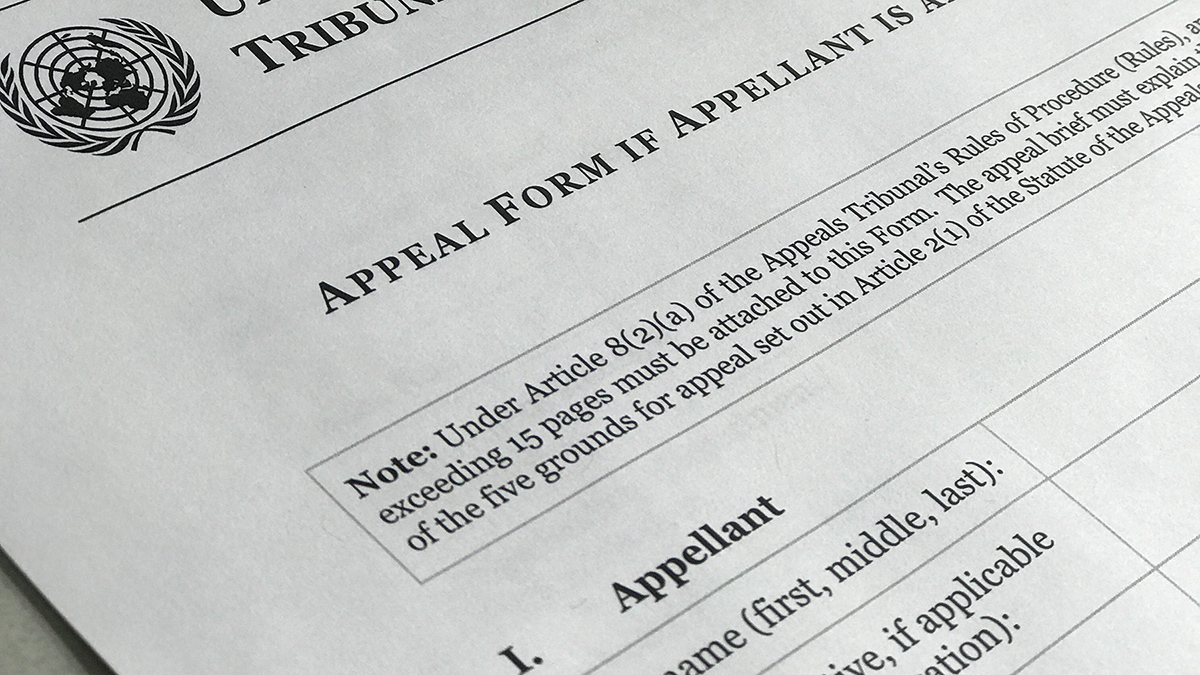 Photo of UN Appeals Tribunal appeals form