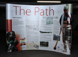 large scale poster titled: The Path to Genocide