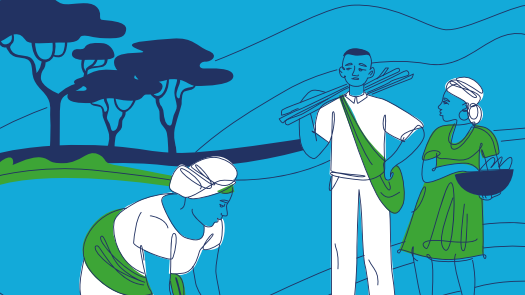 Women and men farming