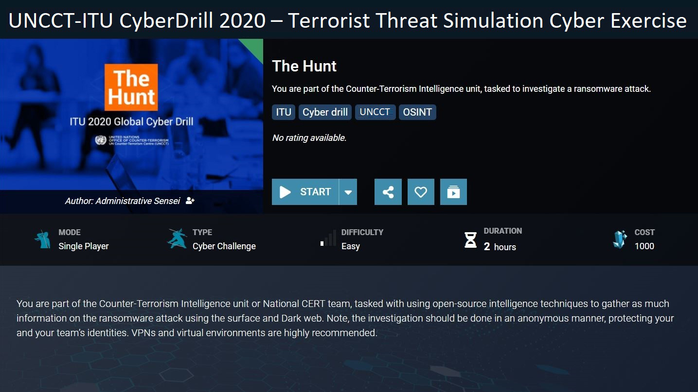 Graphic of UNCCT ITU Cyber Drill 2020