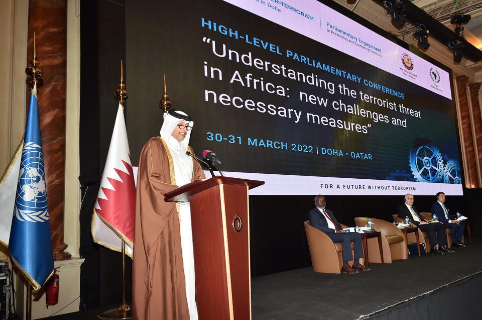 H.E. Mr. Hassan bin Abdulla Al-Ghanim, Speaker, Shura Council of the State of Qatar, delivering his 