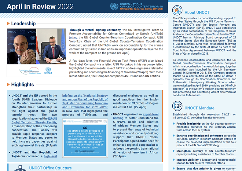 Preview of UNOCT's newsletter