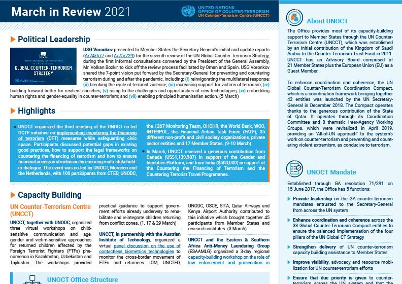 Learn more about UNOCT activities in March 2021 Preview of UNOCT's newsletter