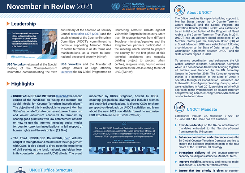 Preview of UNOCT's newsletter