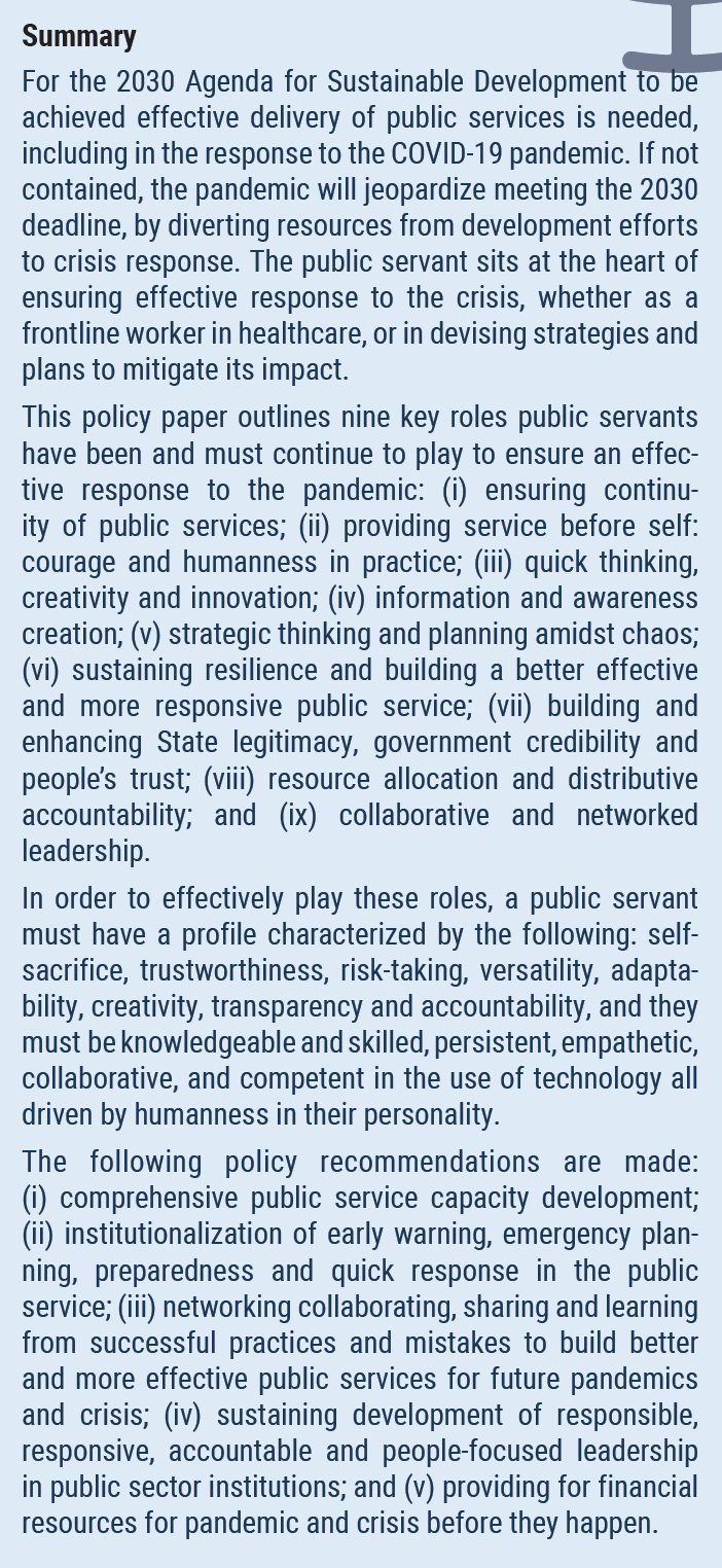 The Role Of Public Service And Public Servants During The Covid 19 Pandemic Department Of Economic And Social Affairs