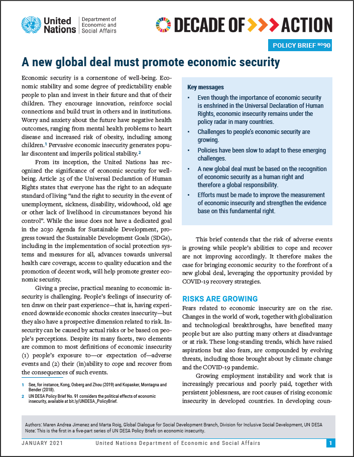 UN DESA Policy Brief No. 140: A World of 8 Billion