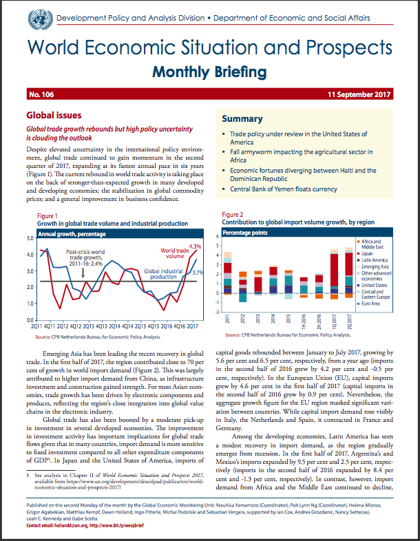 World Economic Situation And Prospects: September 2017 Briefing, No. 106