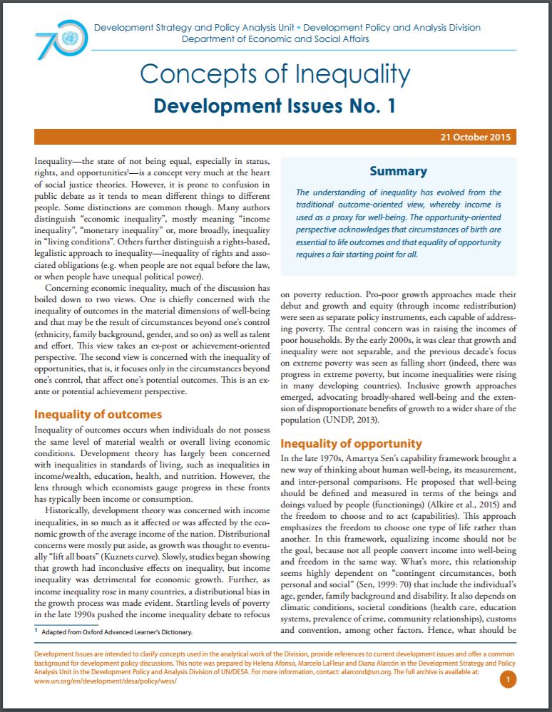 Development Issues No. 1: Concepts of Inequality