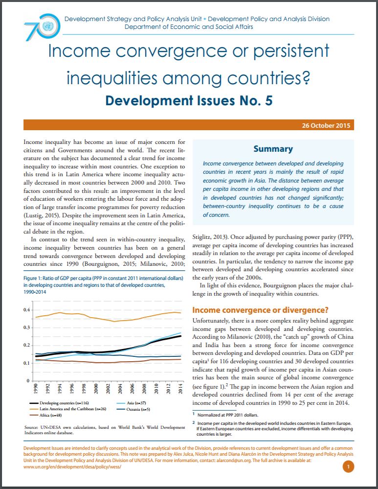 Development Issues No. 5: Income convergence or persistent inequalities among countries?