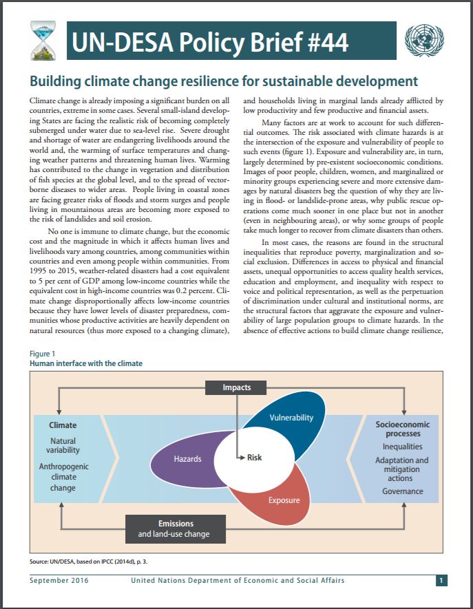 UN/DESA Policy Brief #44: Building climate change resilience for sustainable development