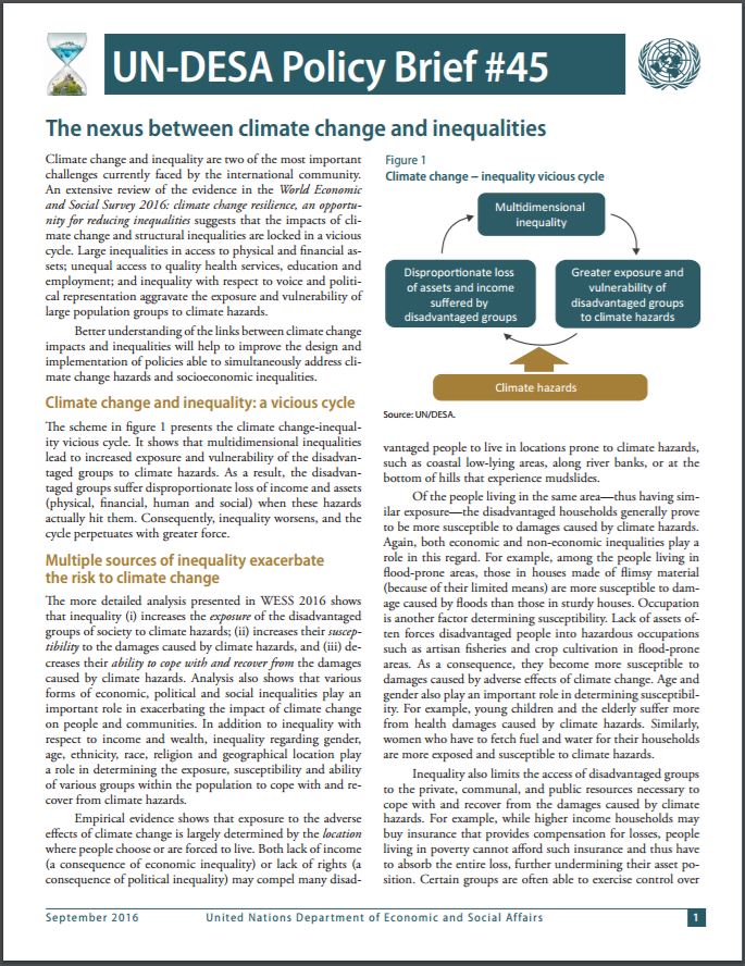 UN/DESA Policy Brief #45: The nexus between climate change and inequalities