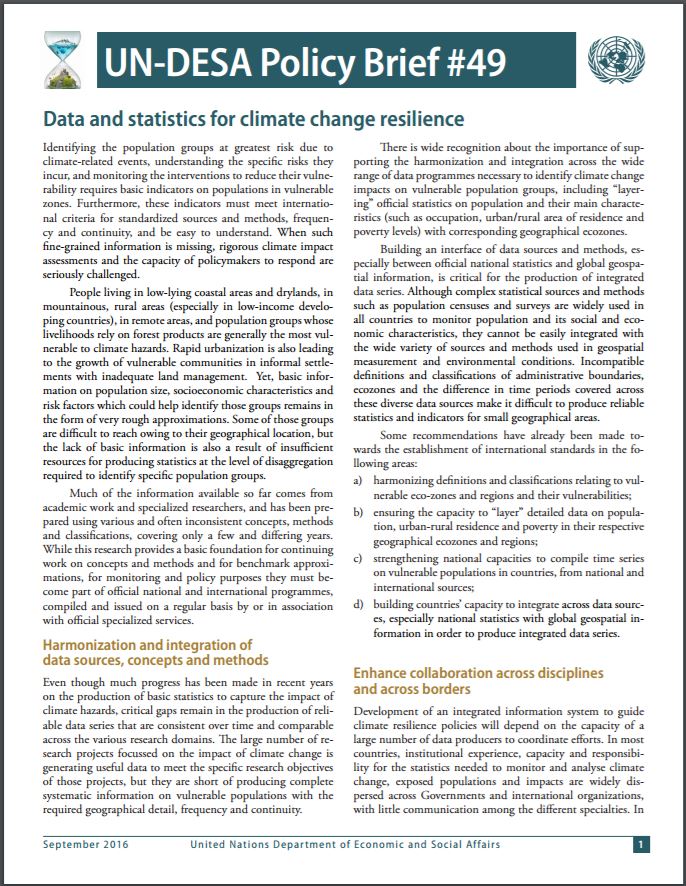 UN/DESA Policy Brief #49: Data and statistics for climate change resilience