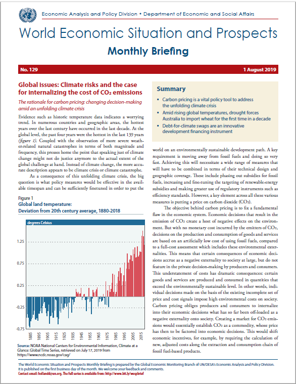 Cover of World Economic Situation And Prospects: August 2019 Briefing, No. 129