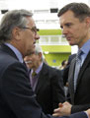 Newly-elected President of ECOSOC Néstor Osorio of Colombia (left) is congratulated by outgoing President Miloš Koterec of the Slovak Republic (UN Photo/Rick Bajornas)